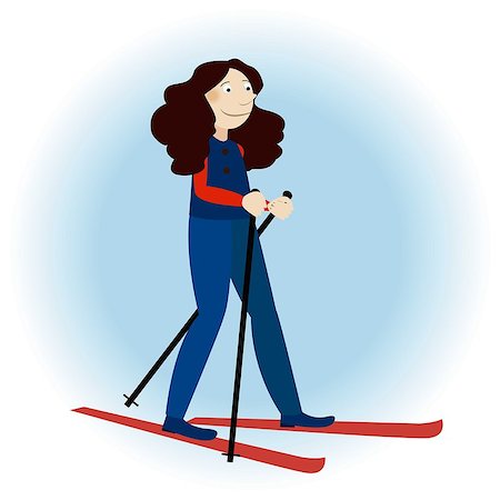 ski cartoon color - Cute Ski Cartoon Girl Vector illustration, banner, sign Stock Photo - Budget Royalty-Free & Subscription, Code: 400-09090878