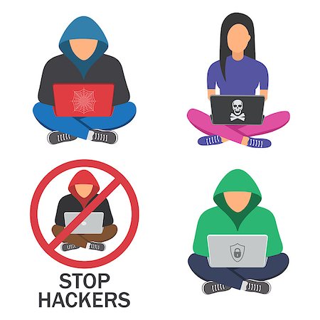 simsearch:614-09253552,k - Hackers with laptop, hacking the Internet, concept vector illustration, activity, computer security technology concept Stock Photo - Budget Royalty-Free & Subscription, Code: 400-09090894