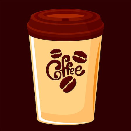 siletskyi (artist) - Logo for take-away coffee on dark balck background Stock Photo - Budget Royalty-Free & Subscription, Code: 400-09091000