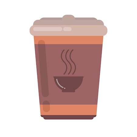 siletskyi (artist) - Brown paper cup with a picture of a hot cup of coffee Stock Photo - Budget Royalty-Free & Subscription, Code: 400-09091002
