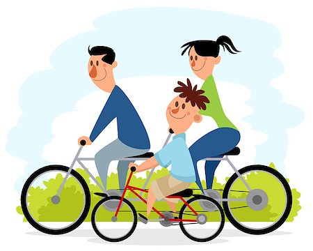 Walk parents with son on the bikes Stock Photo - Budget Royalty-Free & Subscription, Code: 400-09091018