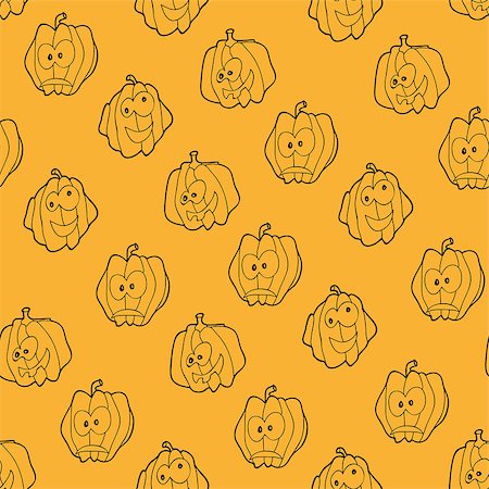 simsearch:400-06881290,k - Seamless pattern for Halloween with pumpkins - Vector background. Stockbilder - Microstock & Abonnement, Bildnummer: 400-09091068