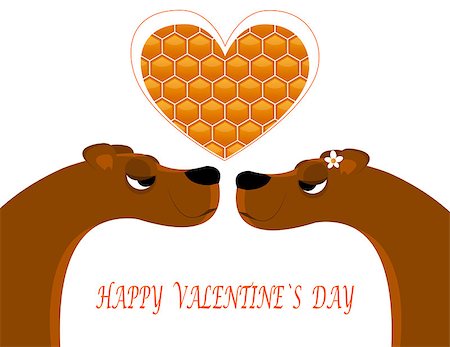 Greeting card for St. Valentine s Day with a pair of brown bears. vector Photographie de stock - Aubaine LD & Abonnement, Code: 400-09091082