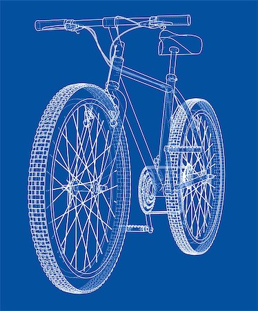 exercise icon - Bicycle. Vector rendering of 3d. Wire-frame style. The layers of visible and invisible lines are separated. Foto de stock - Super Valor sin royalties y Suscripción, Código: 400-09091211