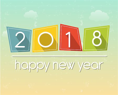 simsearch:400-08318552,k - happy new year 2018 in flat colored tablets over cloudy sky background, holiday seasonal concept Stock Photo - Budget Royalty-Free & Subscription, Code: 400-09091265