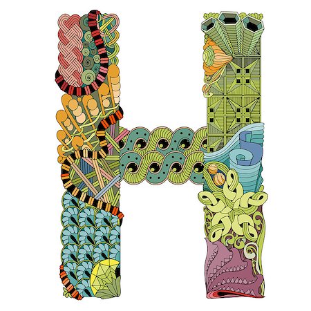 sign hands h - Hand-painted art design. Letter H zentangle object. Stock Photo - Budget Royalty-Free & Subscription, Code: 400-09091381