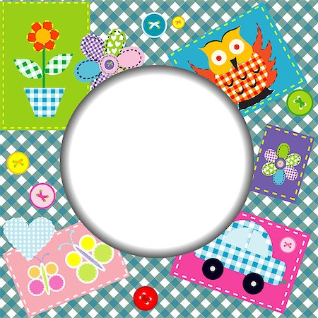 Patchwork for kids with childish sewed elements Stock Photo - Budget Royalty-Free & Subscription, Code: 400-09091395