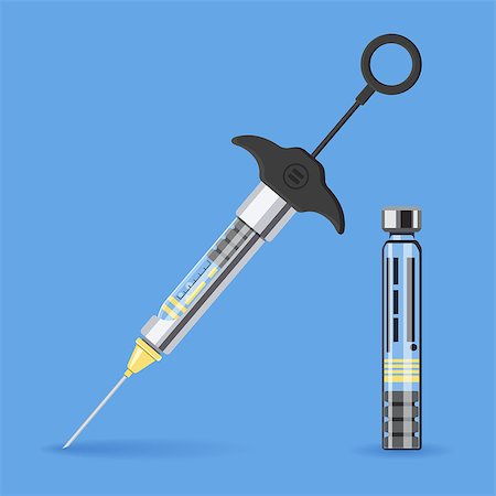 icon dental medical syringe with needle and carpula vial in flat style, concept of anesthesia, injection, isolated vector illustration Stock Photo - Budget Royalty-Free & Subscription, Code: 400-09091411