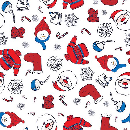 Vector winter seamless pattern.Cute hand drawn winter elements for greeting cards, postcards, wrapping paper, silhouette. Design set for winter holidays, christmas decoration. Stock Photo - Budget Royalty-Free & Subscription, Code: 400-09091440