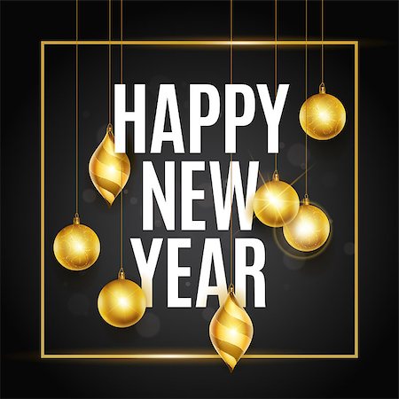 sanyal (artist) - Happy New Year text. Calligraphic Lettering. New year and Xmas Holidays design. Vector illustration. Fotografie stock - Microstock e Abbonamento, Codice: 400-09091468