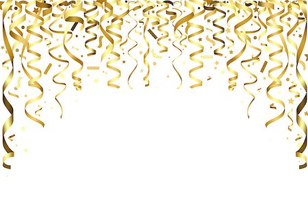 falling christmas confetti - Golden Falling Confetti and Ribbons - Party Background Illustration, Vector Stock Photo - Budget Royalty-Free & Subscription, Code: 400-09091607