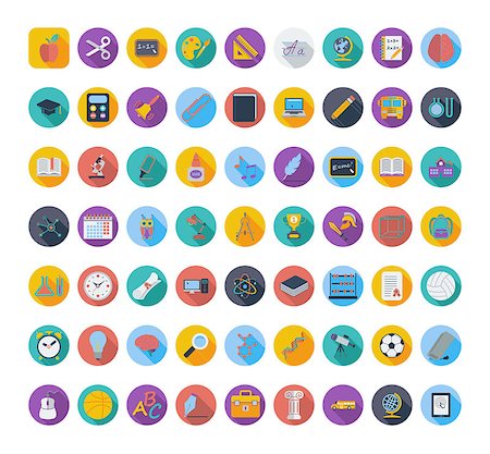 simsearch:400-04145625,k - Education color flat icons. Vector illustration. EPS 10 Stock Photo - Budget Royalty-Free & Subscription, Code: 400-09091648