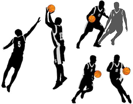 basketball players silhouettes collection  - vector Stockbilder - Microstock & Abonnement, Bildnummer: 400-09091668