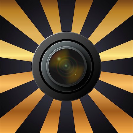 siletskyi (artist) - Lens from camera to gold and black background Stock Photo - Budget Royalty-Free & Subscription, Code: 400-09091673