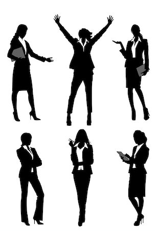 Vector illustration of a six silhouettes businesswomen Stock Photo - Budget Royalty-Free & Subscription, Code: 400-09091682