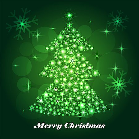 A glittering Christmas tree of shining snowflakes. Festive winter background, vector illustration Stock Photo - Budget Royalty-Free & Subscription, Code: 400-09091750