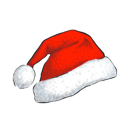 simsearch:400-08409193,k - Santa hat isolated on white background. Art vector illustration Fotografie stock - Microstock e Abbonamento, Codice: 400-09091890