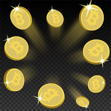 simsearch:400-09097337,k - Crypto currency golden coin bitcoin on transparent background. Vector illustration. Stock Photo - Budget Royalty-Free & Subscription, Code: 400-09092078