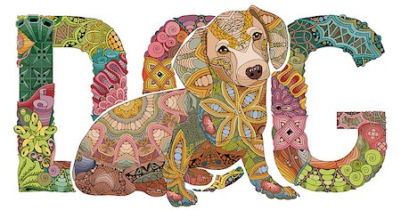 simsearch:400-09029259,k - Hand-painted art design. Hand drawn illustration word DOG with a figure of a dog for t-shirt and other decoration Stock Photo - Budget Royalty-Free & Subscription, Code: 400-09092087