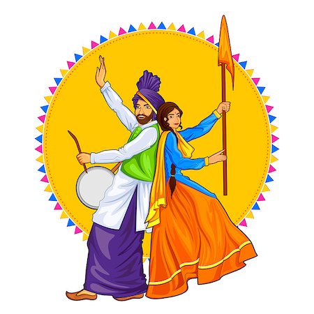 simsearch:400-08977498,k - illustration of Sikh Punjabi Sardar couple playing dhol and dancing bhangra on holiday like Lohri or Vaisakhi Foto de stock - Super Valor sin royalties y Suscripción, Código: 400-09092176