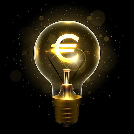 sanyal (artist) - Realistic lamp with the symbol of currency instead of the filament of incandescence, isolated on a dark background, vector illustration Fotografie stock - Microstock e Abbonamento, Codice: 400-09092194