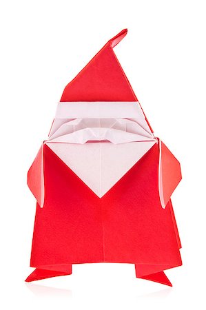 simsearch:400-09170569,k - Festal Santa Claus of origami, isolated on white background. Foto de stock - Super Valor sin royalties y Suscripción, Código: 400-09092225