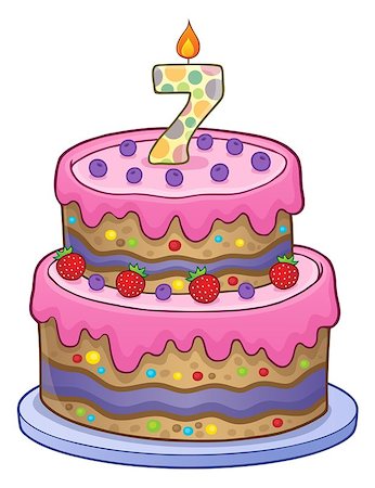 simsearch:400-04268513,k - Birthday cake image for 7 years old - eps10 vector illustration. Foto de stock - Super Valor sin royalties y Suscripción, Código: 400-09092368