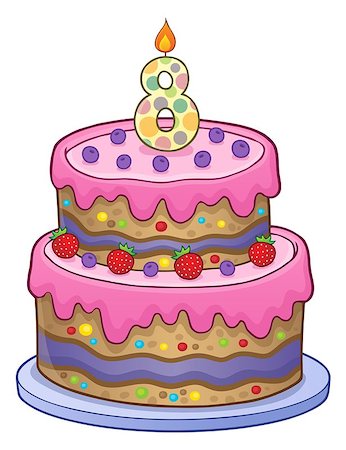 simsearch:400-04268513,k - Birthday cake image for 8 years old - eps10 vector illustration. Foto de stock - Super Valor sin royalties y Suscripción, Código: 400-09092369