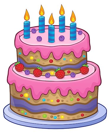 simsearch:400-04268513,k - Birthday cake with 5 candles - eps10 vector illustration. Foto de stock - Super Valor sin royalties y Suscripción, Código: 400-09092371