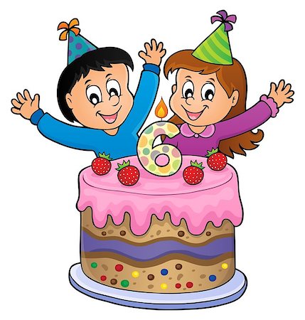 Happy birthday image for 6 years old - eps10 vector illustration. Stock Photo - Budget Royalty-Free & Subscription, Code: 400-09092385