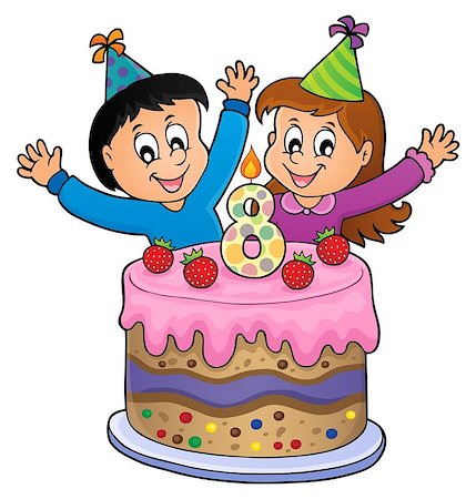 Happy birthday image for 8 years old - eps10 vector illustration. Stock Photo - Budget Royalty-Free & Subscription, Code: 400-09092387