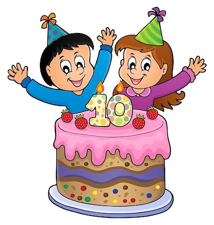 Happy birthday image for 10 years old - eps10 vector illustration. Stock Photo - Budget Royalty-Free & Subscription, Code: 400-09092381