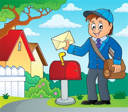 Postman topic image 2 - eps10 vector illustration. Stock Photo - Budget Royalty-Free & Subscription, Code: 400-09092398