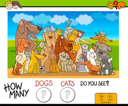 simsearch:400-09092454,k - Cartoon Illustration of Educational Counting Game for Children with Dogs and Cats Animal Characters Stockbilder - Microstock & Abonnement, Bildnummer: 400-09092454