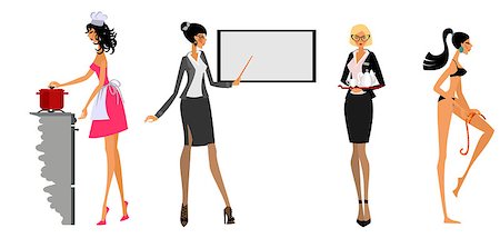 Vector illustration of modern women in different situations Stock Photo - Budget Royalty-Free & Subscription, Code: 400-09092484