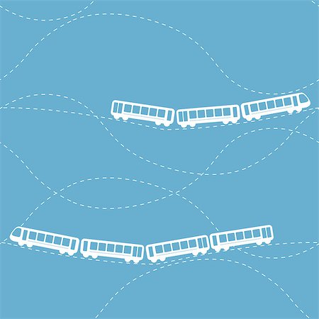 railway tracks in silhouette - Seamless flat cartoon vector pattern with train road Stock Photo - Budget Royalty-Free & Subscription, Code: 400-09092720