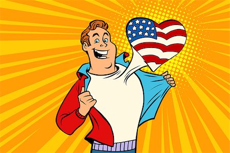 simsearch:400-09097916,k - sports fan loves USA. Heart with flag of the country. Comic cartoon style pop art illustration vector retro Photographie de stock - Aubaine LD & Abonnement, Code: 400-09092756