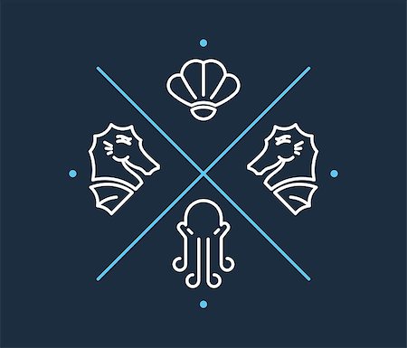 ryanpaul (artist) - Vector illustration depicting two seahorses a shell and an octopus Foto de stock - Super Valor sin royalties y Suscripción, Código: 400-09092885