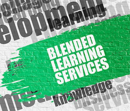 Education Service Concept: Blended Learning Services Modern Style Illustration on Green Paintbrush Stripe. Blended Learning Services on the Green Brush Stroke. Stock Photo - Budget Royalty-Free & Subscription, Code: 400-09092983