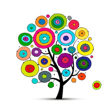 simsearch:400-08977036,k - Abstract circles tree, sketch for your design. Vector illustration Foto de stock - Royalty-Free Super Valor e Assinatura, Número: 400-09093015