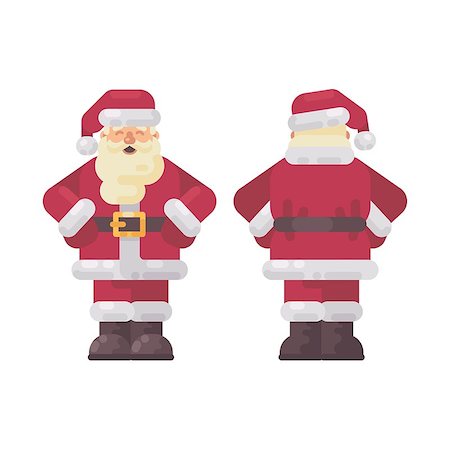 simsearch:400-08491713,k - Happy Santa Claus standing hands on waist, front and back views. Christmas character flat illustration Stock Photo - Budget Royalty-Free & Subscription, Code: 400-09093196