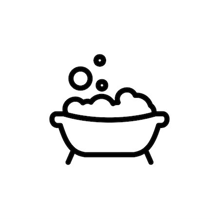 Baby bath thin line icon. Outline symbol bath with foam and bubbles for the design of children's webstie and mobile applications. Outline stroke kid bathing pictogram. Stock Photo - Budget Royalty-Free & Subscription, Code: 400-09093273