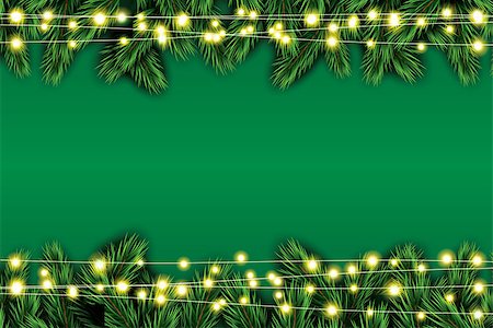 simsearch:400-09095404,k - Fir Branch with Neon Lights on Green Background. Vector illustration. Fotografie stock - Microstock e Abbonamento, Codice: 400-09093323