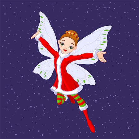 simsearch:400-08507779,k - Beautiful Christmas fairy in flight Stock Photo - Budget Royalty-Free & Subscription, Code: 400-09093484