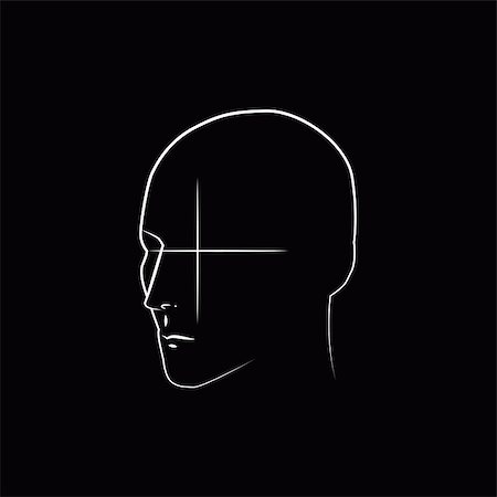 Contour of a human face on a black background Stock Photo - Budget Royalty-Free & Subscription, Code: 400-09093637