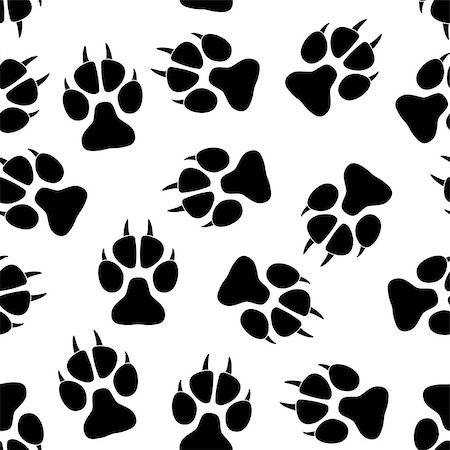 simsearch:400-04327046,k - Paw seamless pattern. Background with an animals footprint - cat, dog, and others. Vector illustration. Photographie de stock - Aubaine LD & Abonnement, Code: 400-09093698
