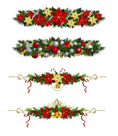 simsearch:400-09142612,k - Vector Christmas Fir Decoration set isolated on white background Stockbilder - Microstock & Abonnement, Bildnummer: 400-09093712