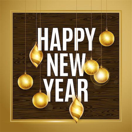 sanyal (artist) - Happy New Year text. Calligraphic Lettering. New year and Xmas Holidays design. Vector illustration. Fotografie stock - Microstock e Abbonamento, Codice: 400-09093748