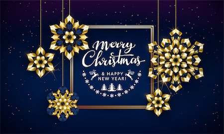 Merry Christmas and Happy New Year text. Calligraphic Lettering. New year and Xmas Holidays design. Vector illustration. Foto de stock - Royalty-Free Super Valor e Assinatura, Número: 400-09093755