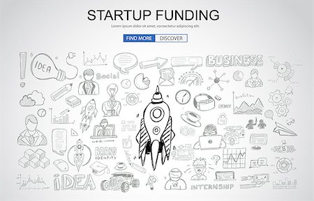 simsearch:400-07832378,k - Venture Capital Funding concept with Business Doodle design style: raise money, campain best practice, series A crowd fund. Modern style illustration for web banners, brochure and flyers. Photographie de stock - Aubaine LD & Abonnement, Code: 400-09093798